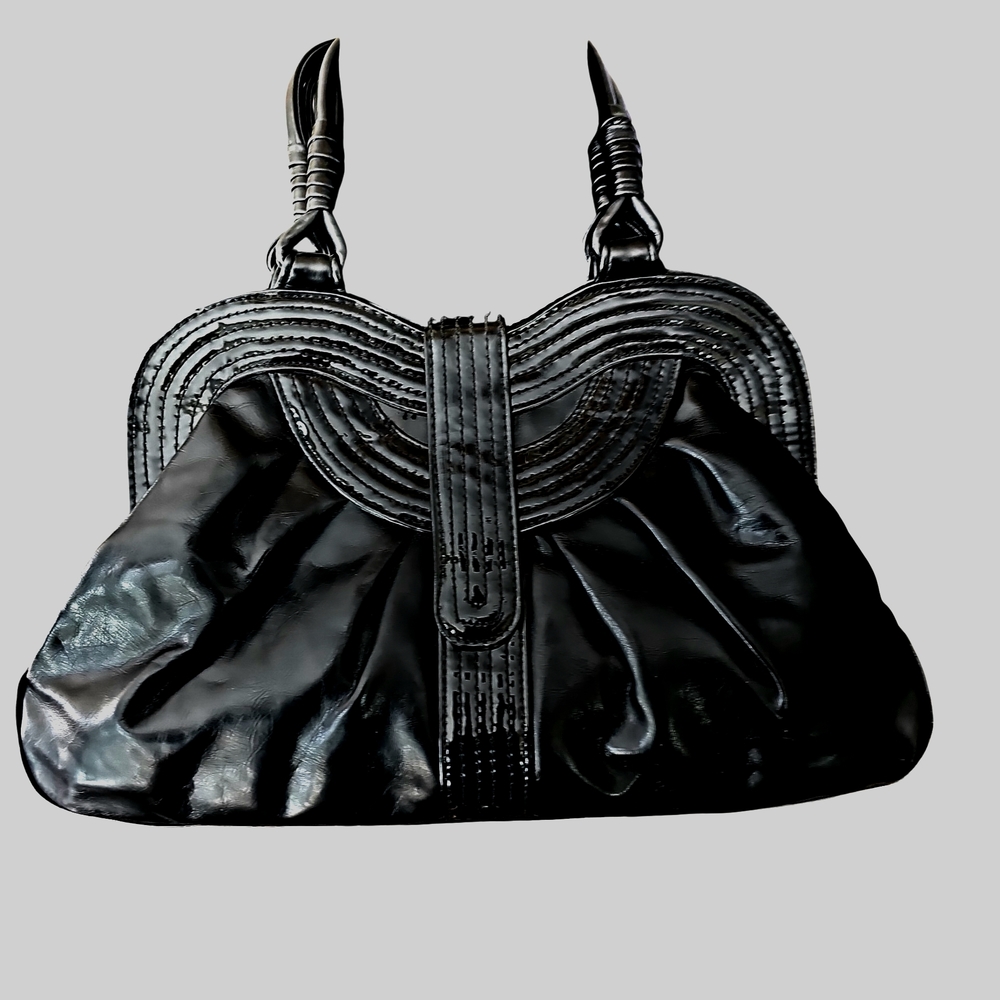 NYC Black Gathered Shoulder Bag with Wallet